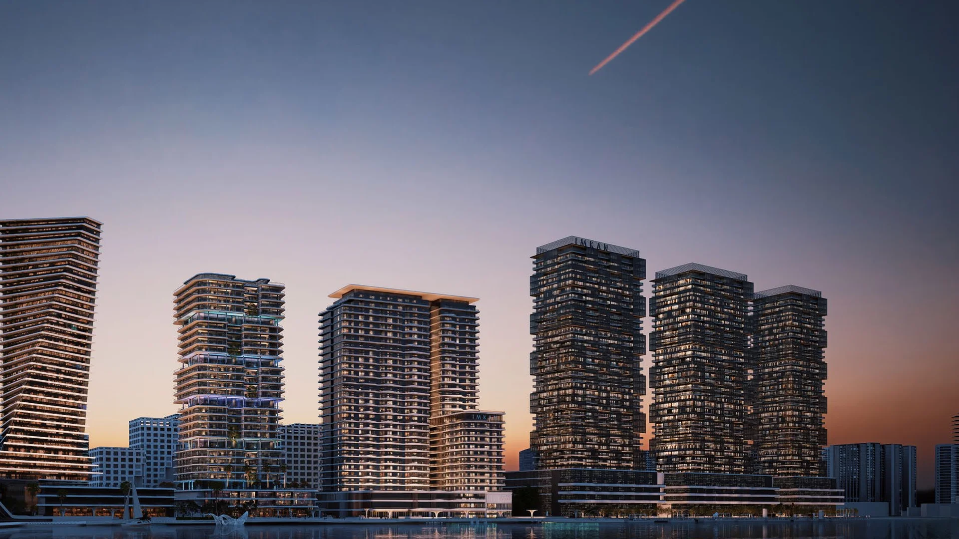 Makers District skyline on Al Reem Island at dusk