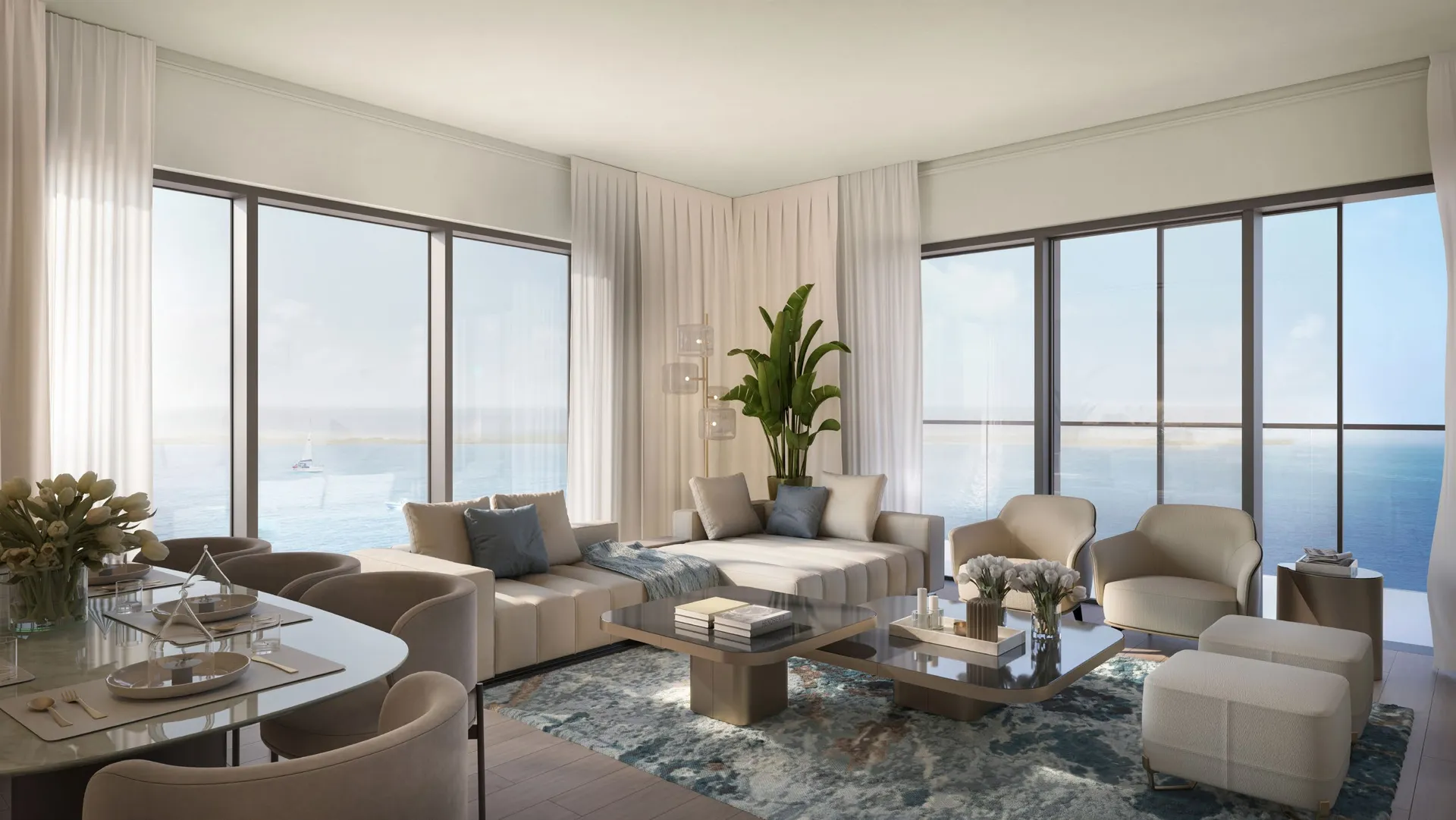 Sunstone apartment living room with sea view