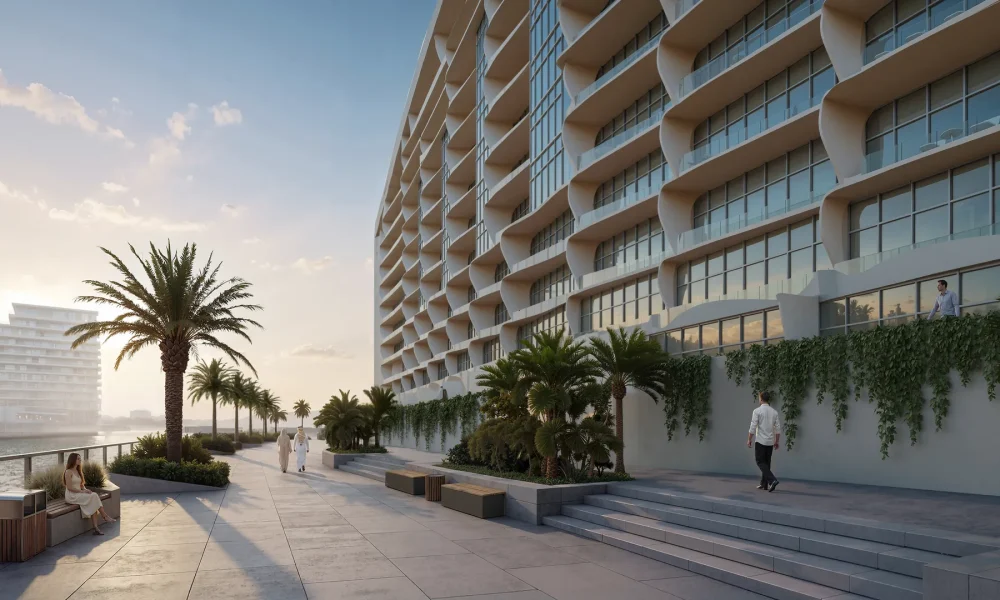 Waterfront promenade at Hilton Residences Al Raha