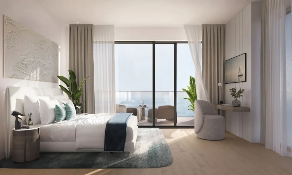 Sunstone apartment bedroom with sea view