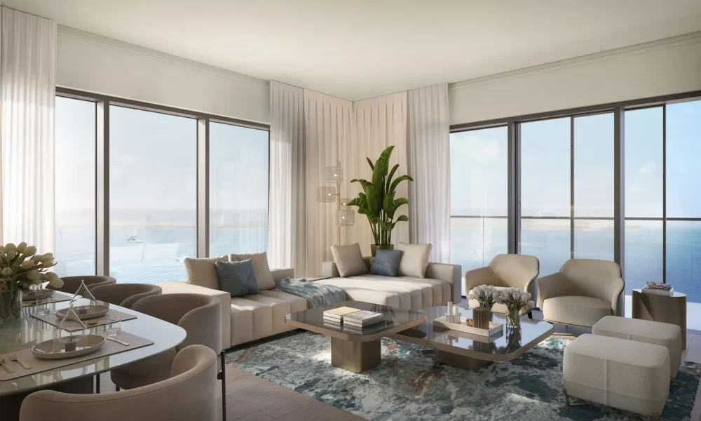 Sunstone apartment living room with sea view