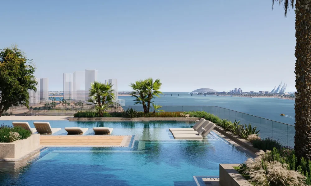 Sunstone pool deck with sea view